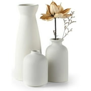 LASIEYO Ceramic Vases for Home Decor, Set of 3 Boho Vases Modern Decorative Vase Farmhouse Bud Flower Vase for Table Living Room Decor
