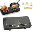 thumbnail image 1 of Electric Countertop Double Burner for Cooking, Portable 2000W Countertop Cast Iron Stove Burner, Hot Plate Temperature Controls with 5 Adjustable for RV/Home/Camp, Black, 1 of 11