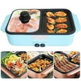thumbnail image 1 of LASIEYO Hot Pot with Grill, 2 in 1 Indoor Non-Stick Electric Hot Pot and Frying Pan, Portable Multifunctional Smokeless Korean BBQ Grill Independent Dual Temperature Control Fast Heating (Blue), 1 of 7