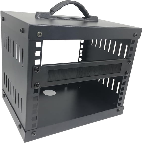 LASJPOB-10 inch 1U Mini Brush Cable Management Panel Cable Manager with Brush Strip for Cable Entry in 10 Inch Server Rack, Network Cabinet or Desktop Rack