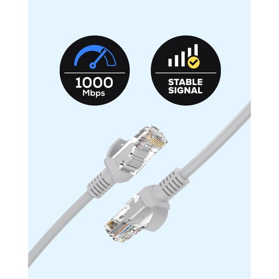 LASJPOB-100 FT Cat5e Internet High-Speed Network Cable, RJ45 LAN Cable, PoE Ethernet Cable IP Camera and NVR System, Modem, PC, Consoles, etc., Compatible for Indoor/Outdoor Use