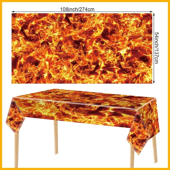 LASJPOB-101 Pcs Fire Party Supplies Fireman Themed Flame Decor Include 9 and 7 Inches Paper Plates Disposable 5 oz Cups Plastic Tablecloth Cocktail Napkins for Halloween Birthday Party Decorations