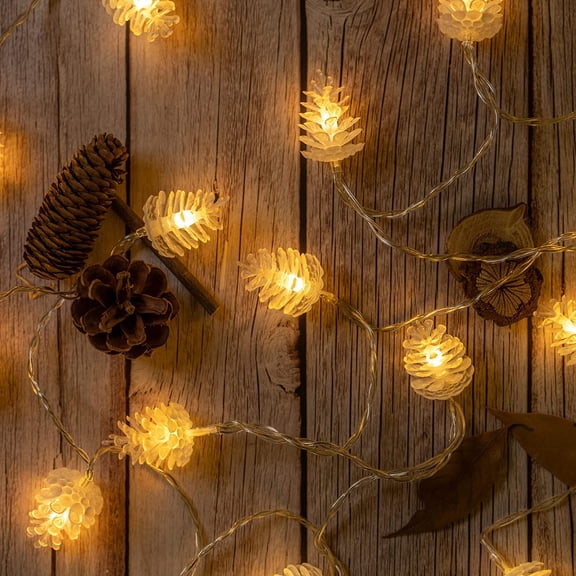 LASJPOB-35 Count Pinecone String Lights with Battery Powered, 17.5 Feet 8 Modes Decorative String Light (Pine Cone)