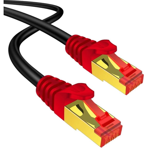 LASJPOB-Outdoor CAT 7 Ethernet Cable 50 ft, CAT7 ethernet Cable RJ45 LAN Cable Gigabit Network Patch Cord SSTP Waterproof Direct Burial for Modem, Router, Patch Panel, PC,Laptop(50FT/15M)