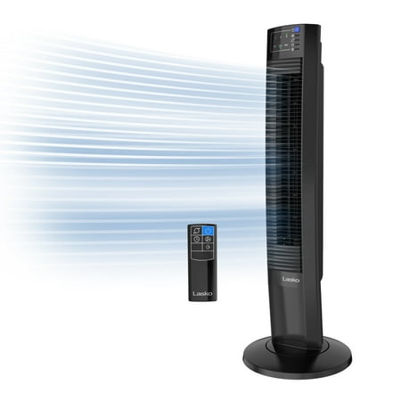 Lasko 36" 3-Speed Oscillating Tower Fan with Night Mode and Remote and Timer, Black, T36510