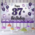 thumbnail image 1 of LASKYER Happy 37th Birthday Purple Large Banner - Cheers to 37 Years Old Birthday Home Wall Photoprop Backdrop,37th Birthday Party Decorations., 1 of 2