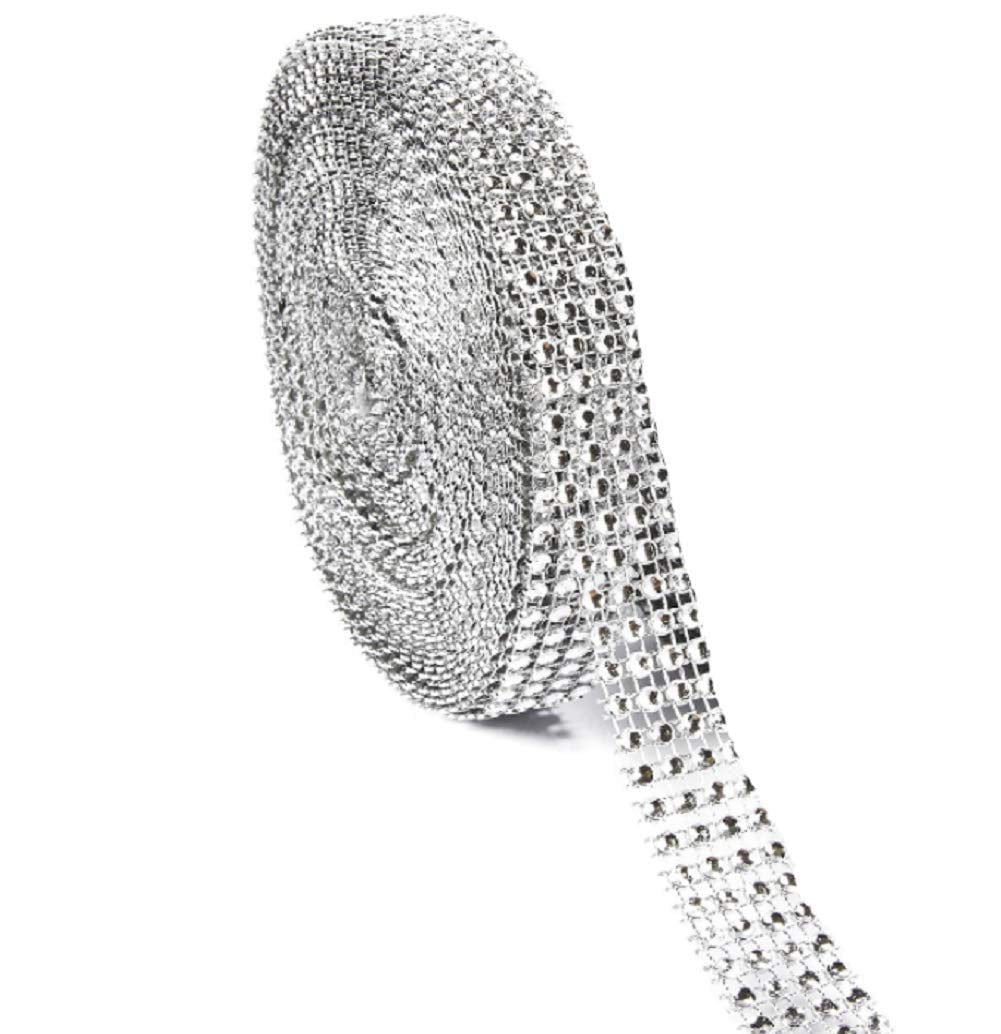 LASSUM 4 Row 10 Yard Acrylic Rhinestone Diamond Ribbons, Sparkling Mesh ...