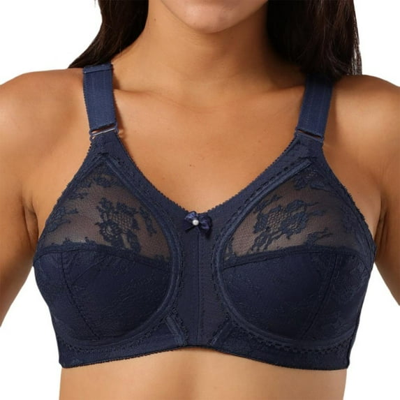 LAST CLANCE SALE! Women's Sexy Bra Semi Sheer Embroidered Lace Demi Bra Unpadded Underwire Unlined See Through Bra, Blue, 95C/42C