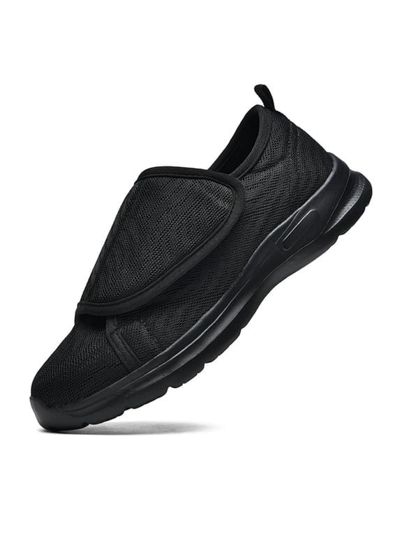 Diabetic Adjustable Mens Shoes Lightweight Sneakers for Swollen feet Black Size 11