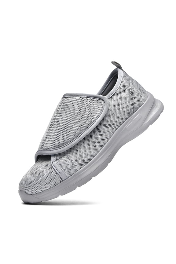 Diabetic Adjustable Mens Shoes Lightweight Sneakers for Swollen feet Gray Size 9.5