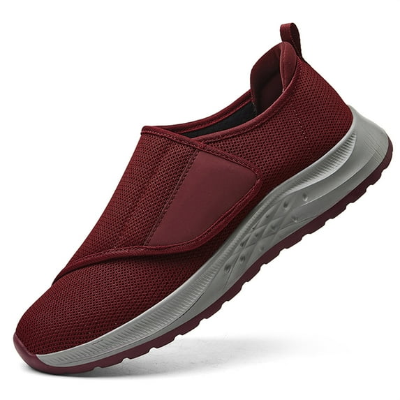 LASUDRAA Diabetic Adjustable Womens Shoes Lightweight Widen Sneakers for Swollen feet Red Size 5