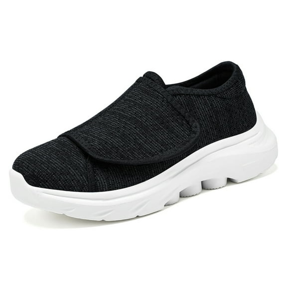 LASUDRAA Diabetic Adjustable Womens Shoes Widen Lightweight Sneakers for Swollen feet Black Size 6.5