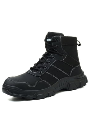 Men Steel Toe Safety Work Boots, Puncture Proof Kevlar Midsole Slip Resistant Industrial Construction Shoes for Warehouse Factory Outdoor Work