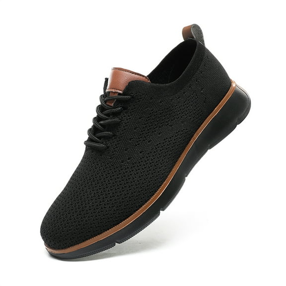 LASUDRAA Men's Casual Dress Sneakers Oxfords Lace-Up Lightweight Mesh Walking Shoes
