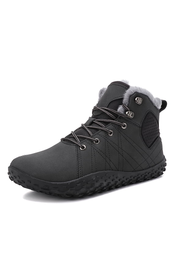 Men's Snow Boots Waterproof Warm Fur Lined Winter Hiking Boot Non-Slip Outdoor Ankle-High High-Top Shoes