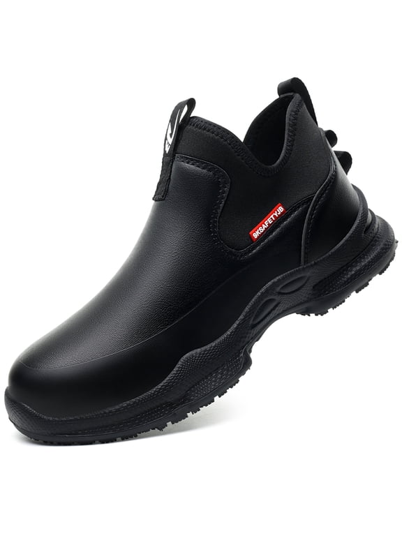 Mens Black Chef Shoes Oil-Resistant Waterproof Slip-Resistant Puncture-Resistant Work Shoes