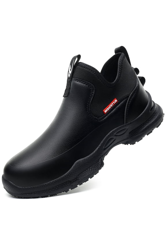 Mens Black Chef Shoes Oil-Resistant Waterproof Slip-Resistant Puncture-Resistant Work Shoes