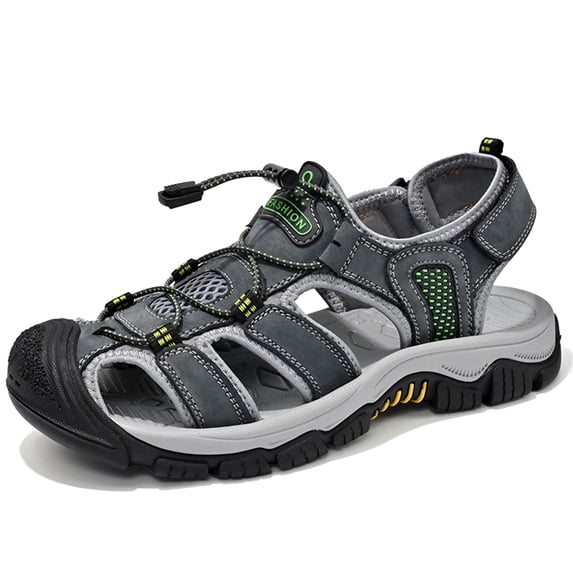LASUDRAA Mens Closed Toe Outdoor Sandals Waterproof Hiking Sport Sandals with Non-Slip Sole