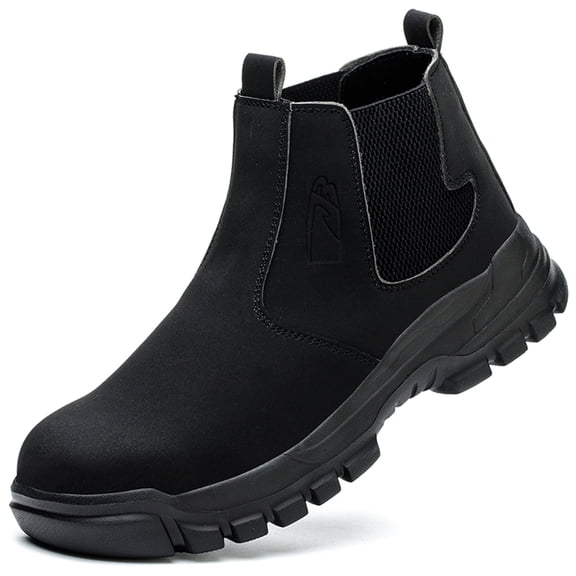 LASUDRAA Mens Safety Work Boots Waterproof Anti-Slip Steel Toe Slip-On Boots