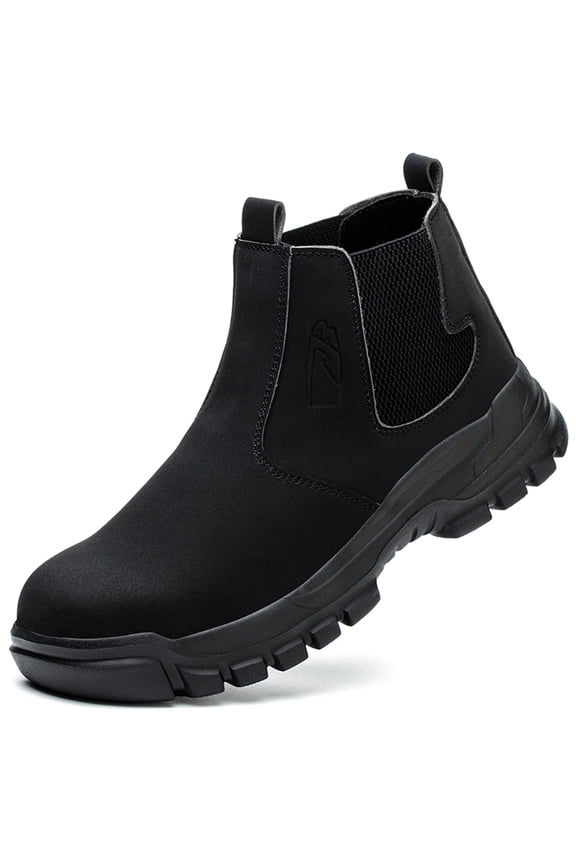 Mens Safety Work Boots Waterproof Anti-Slip Steel Toe Slip-On Boots