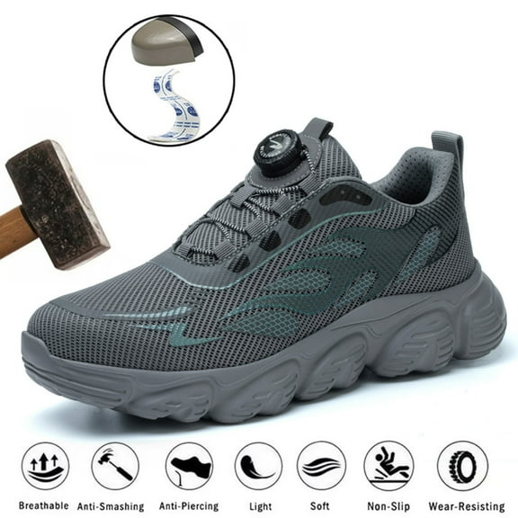 LASUDRAA Mens Steel Toe Safety Shoes Composite Protection Puncture Toe Slip Resistant Work Shoes