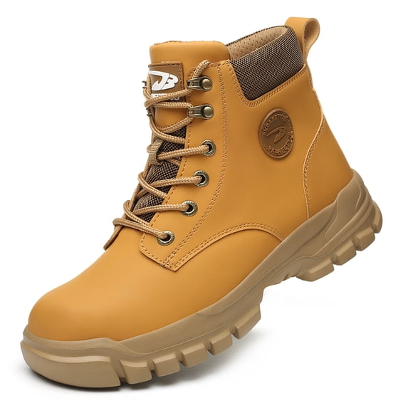 LASUDRAA Mens Steel Toe Safety Shoes, Puncture & Slip Resistant Work Shoes, Lightweight Comfortable Industrial Construction Boots for Men