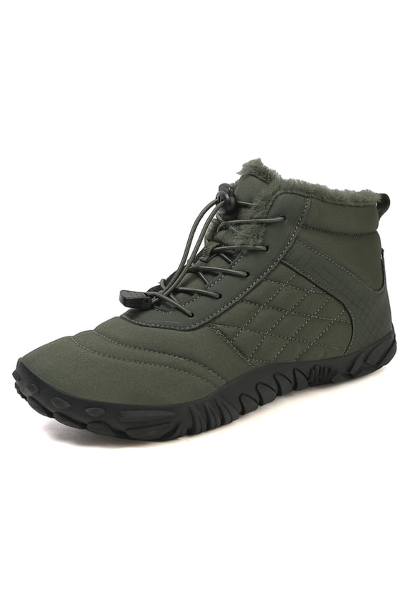 Mens Womens Winter Hiking Boots Wide Toe Box Warm Snow Boots Minimalist Barefoot Boots Zero Drop Sole Waterproof Non-Slip Ankle-High Boots