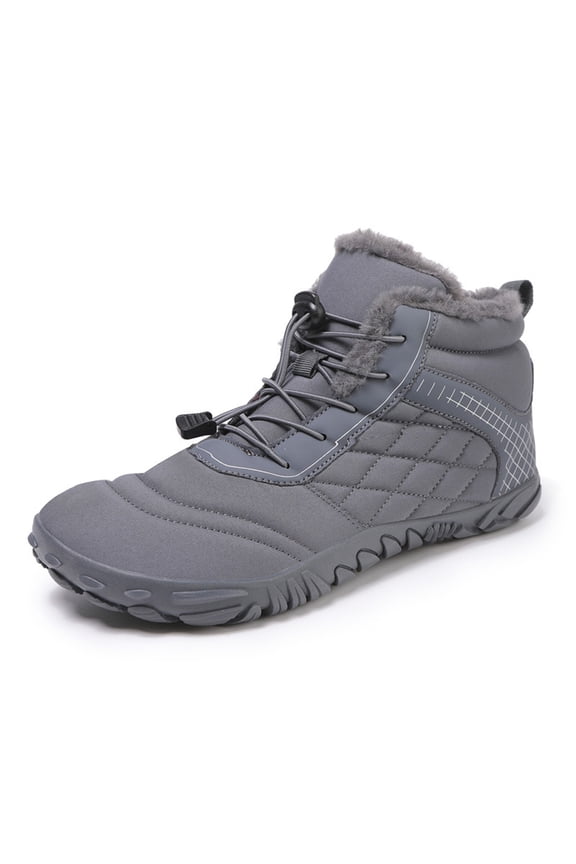 Mens Womens Winter Hiking Boots Wide Toe Box Warm Snow Boots Minimalist Barefoot Boots Zero Drop Sole Waterproof Non-Slip Ankle-High Boots