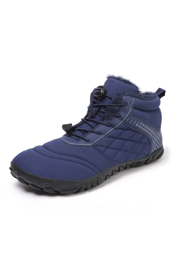 Mens Womens Winter Hiking Boots Wide Toe Box Warm Snow Boots Minimalist Barefoot Boots Zero Drop Sole Waterproof Non-Slip Ankle-High Boots