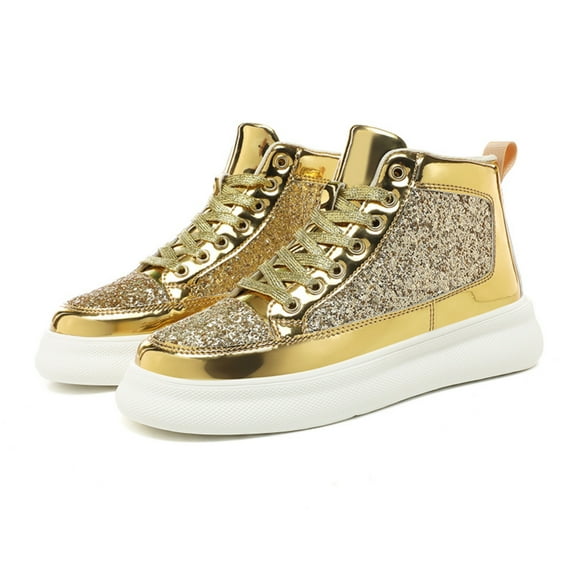 LASUDRAA Mens and Womens Ankle Couple Shoes Sequins Trendy High Top Street Dance Casual Board Shoes