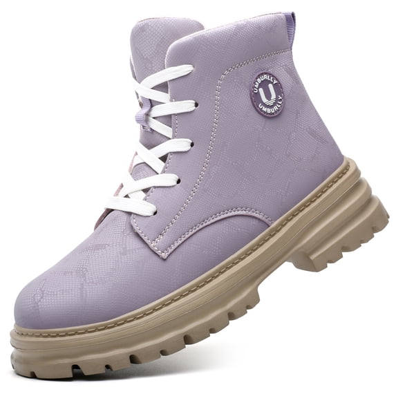 LASUDRAA Women High Top Steel Toe Safety Boots, Puncture Proof Slip Resistant Lightweight Industrial Work Shoes for Construction Warehouse Work