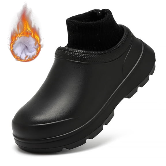 LASUDRAA Women's Cotton Shoe Winter Snow Warm Waterproof Nurse Shoes Chef Anti Slip Work Shoes Plush Lined Slip-On Sneaker