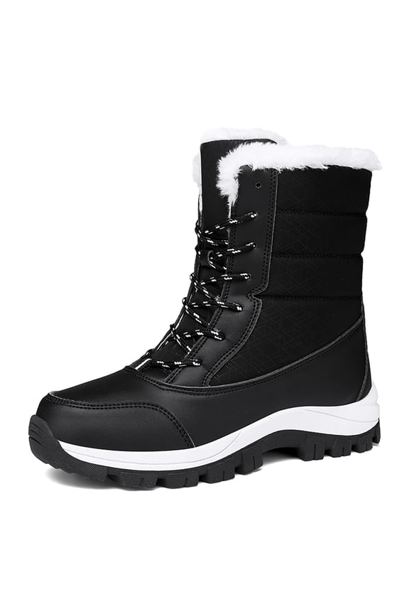 Womens Snow Boots Winter Fur Lined Waterproof Walking Boots Lightweight Outdoor Boots Ladies Warm Shoes Anti-Slip Mid-Calf Boots