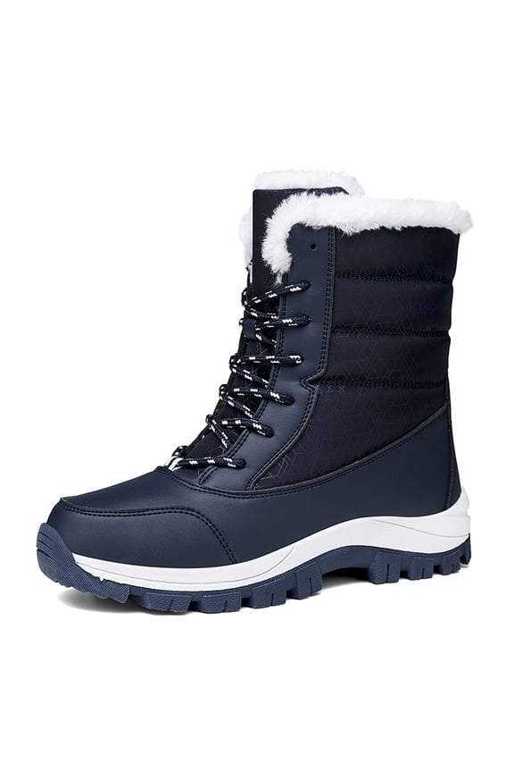 Womens Snow Boots Winter Fur Lined Waterproof Walking Boots Lightweight Outdoor Boots Ladies Warm Shoes Anti-Slip Mid-Calf Boots