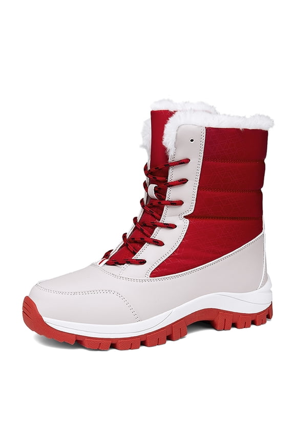 Womens Snow Boots Winter Fur Lined Waterproof Walking Boots Lightweight Outdoor Boots Ladies Warm Shoes Anti-Slip Mid-Calf Boots
