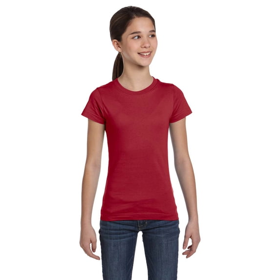 LAT 2616 Girls Fine Jersey T-Shirt - Garnet - X-Large