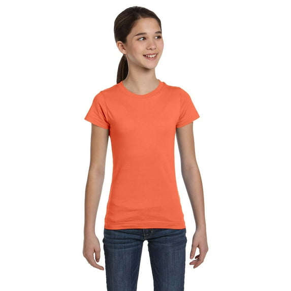 LAT 2616 Girls Fine Jersey T-Shirt - Papaya - Small