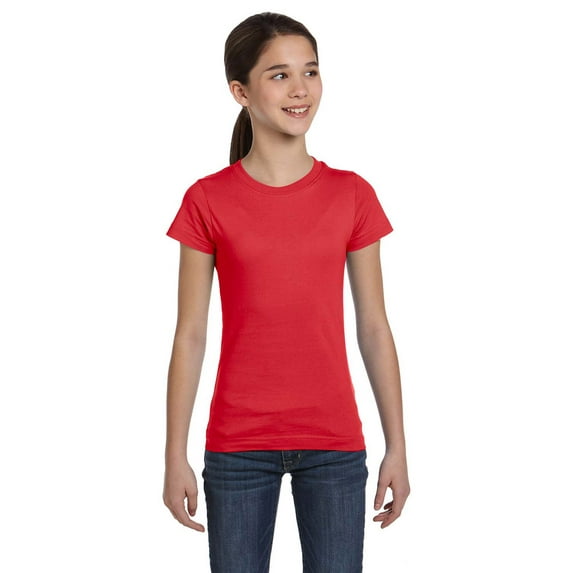 LAT 2616 Girls Fine Jersey T-Shirt - Red - Large