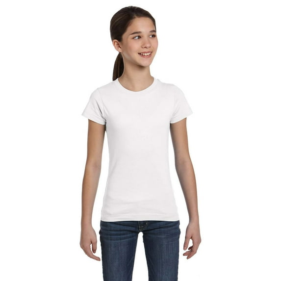 LAT 2616 Girls Fine Jersey T-Shirt - White - Large