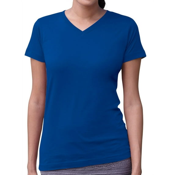 LAT 3507 Ladies V-Neck Longer Length T-Shirt - Royal - Medium