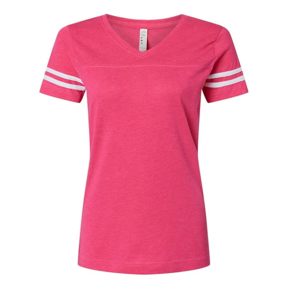 LAT 3537 Women's Football V-Neck Fine Jersey Tee (2 PACK)