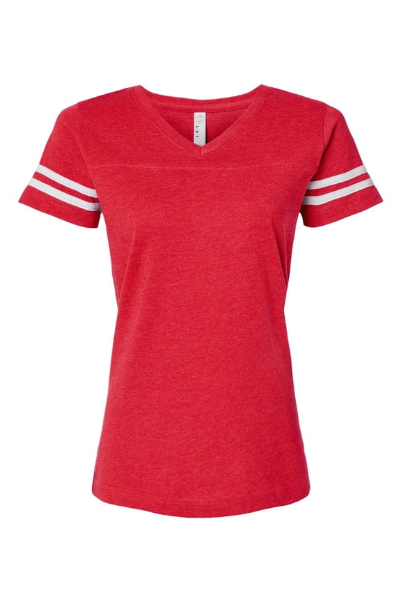 LAT 3537 Women's Football V-Neck Fine Jersey Tee (2 PACK)