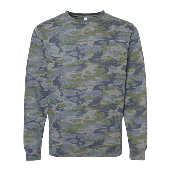 LAT Adult Crewneck Fleece Sweatshirt Men & Women, Vintage Camo, 3X-Large