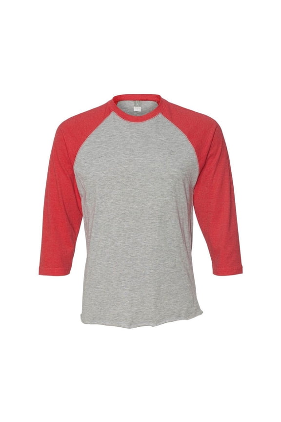 LAT Adult Fashion Hthred Vintage Baseball T-Shirt, HTHR/Red, Large