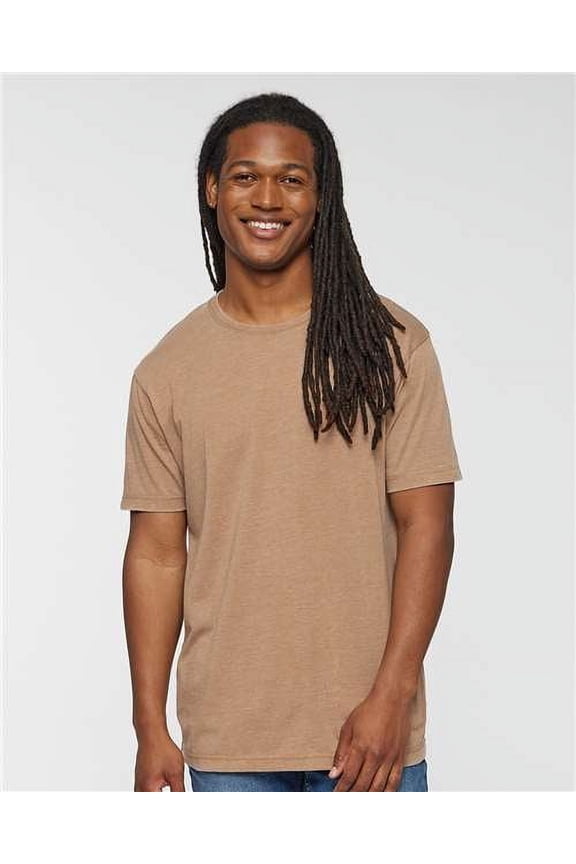 LAT Adult Unisex Crew Neck Short Sleeve Vintage Wash Jersey T-Shirt, Washed Coyote Brown, XL