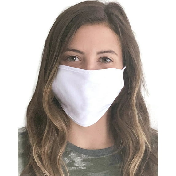 LAT Apparel Face Masks 5-Pack 2-Ply 100% Cotton Adult Protective Mask Washable Reusable (White/White)â¦