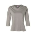 thumbnail image 1 of LAT Apparel Womens Jersey V-Neck 3/4 Sleeve T-Shirt, Titanium, Medium, 1 of 2