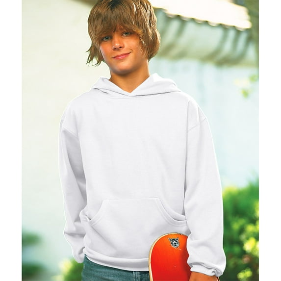 LAT Apparel Youth Pullover Fleece Hoodie - Medium - White