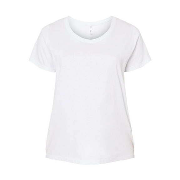 LAT B04938012 Women Curvy Collection Fine Jersey T-Shirt, Blended White - Size 1 - 14 to 16