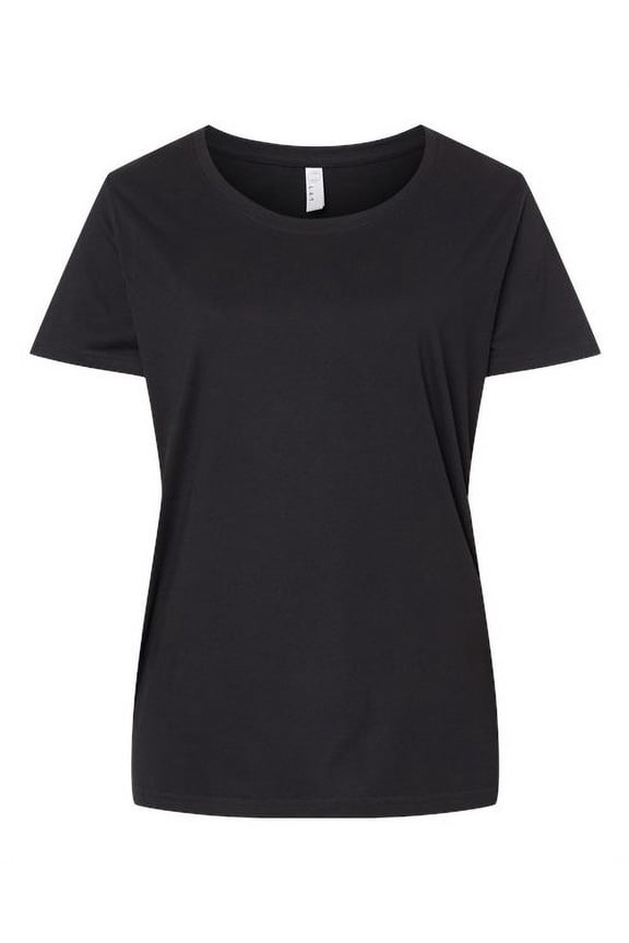 LAT B04938505 Women Curvy Collection Fine Jersey T-Shirt, Blended Black - Size 4 - 26 to 28